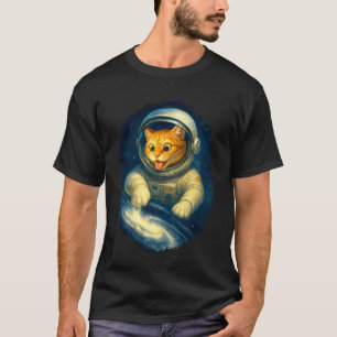Süße Astronautenkatze im Weltraum mit Milchstraße T-Shirt