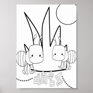 Süße Ausmalbild Käfer Ameisen  Poster