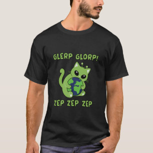 Süße Außerirdische Katze umarmt Erde Lustige Gnarp T-Shirt