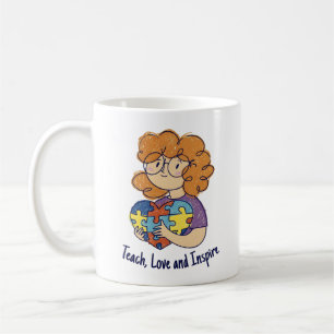 Süße Autismus-Lehrerin unterrichtet Liebe inspirie Kaffeetasse