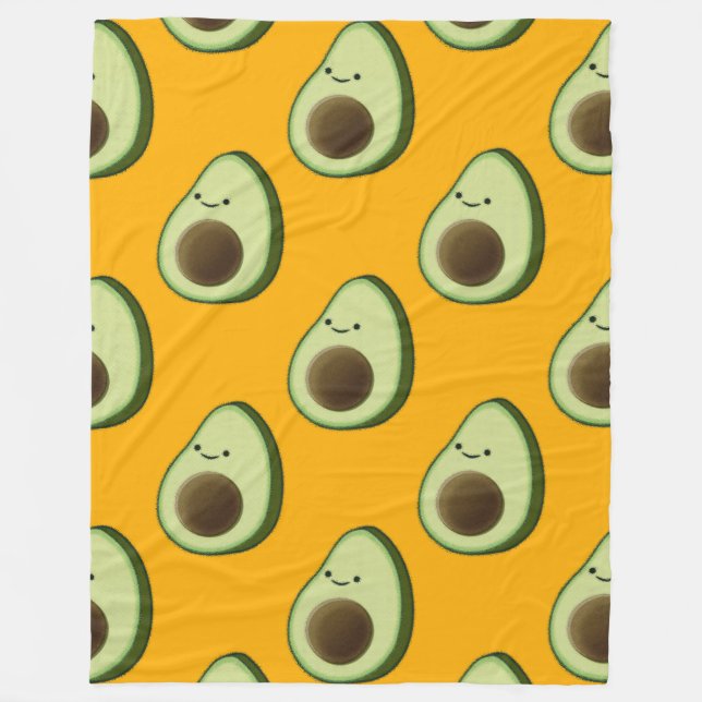 Süße Avocado-Cartoon-Muster-Sherpa-Decke Fleecedecke (Vorderseite)