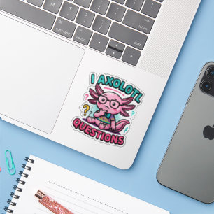 Süße Axolotl-Fragen aztekischer Nerd mit Brille Aufkleber