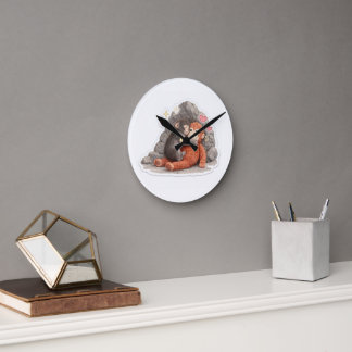Süße Baby-Affen-Wanduhr – Sanfte ästhetische Anima Runde Wanduhr