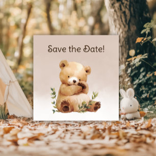 Süsse Baby Bear Watercolor Babydusche Save The Date