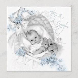 Süße Baby Blue Wiege Baby-Einweihung Einladung