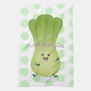 Süße Baby-Bok-Choy-Cartoon-Illustration Geschirrtuch