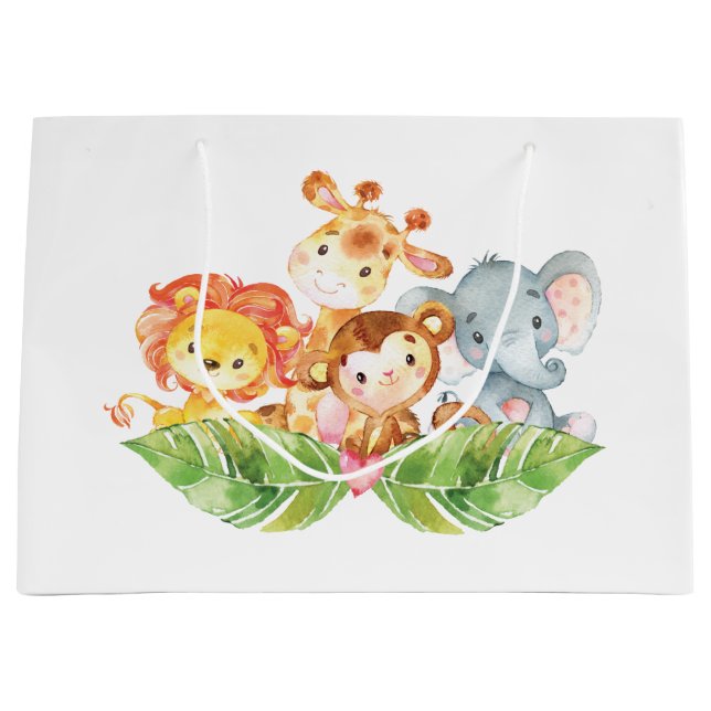 Süße Baby-Dschungel-Tiere Große Geschenktüte (Vorderseite)