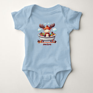 Süße Baby-Elch-Badezeit-Cartoon-Illustration Baby Strampler