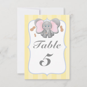 Süße Baby-Elefant Erdnüsse Party-Tischnummernkarte Einladung