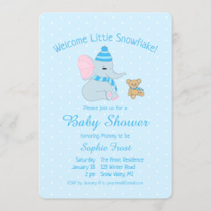 Süße Baby-Elefanten und Teddybären-Baby-Party Einladung