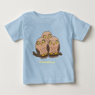 Süße Baby-Eulen-Trio-Cartoon-Illustration Baby T-shirt
