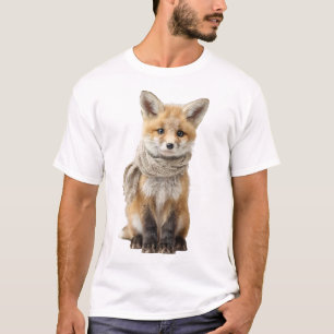 Süße Baby-Füchsin mit Strickschal-Illustration T-Shirt