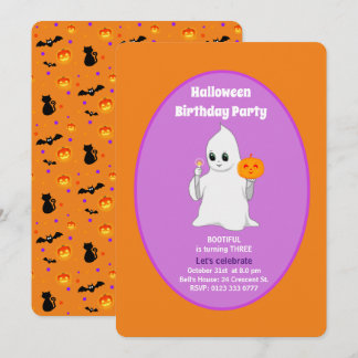 Süße Baby-Geist Halloween-Geburtstagseinladung Einladung