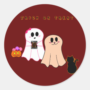 Süße Baby-Geister Mit Schwarzer Katze Aufkleber