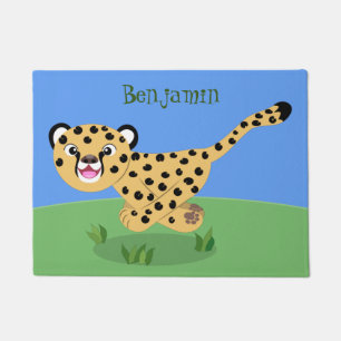 Süße Baby-Gepard-Lauf-Cartoon-Illustration Fußmatte