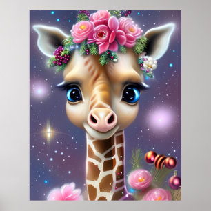 Süße Baby-Giraffe-Grafik Poster