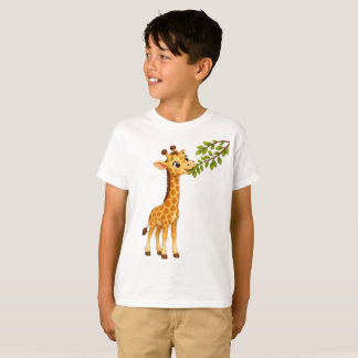 Süße Baby-Giraffe knabbert an Blättern T-Shirt