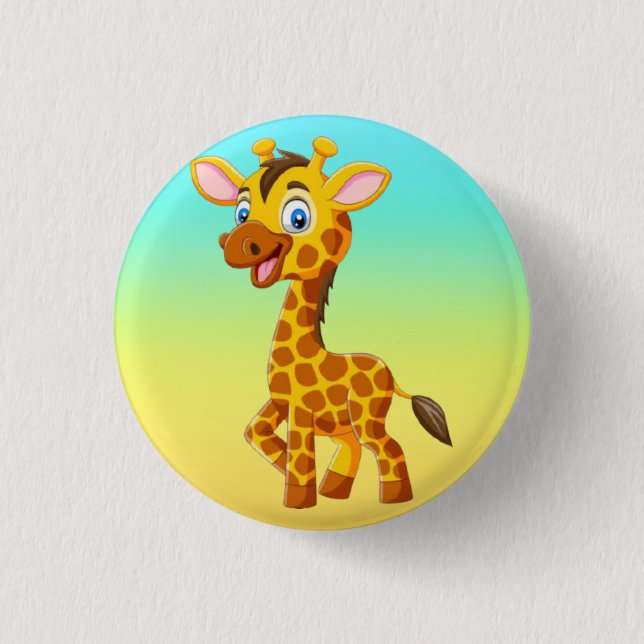 Süße Baby-Giraffe lächelt Cartoon-35280 Button (Vorderseite)
