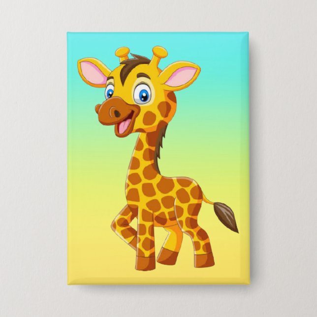Süße Baby-Giraffe lächelt Cartoon-35280 Button (Vorderseite)