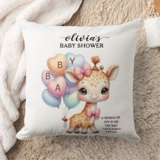 Süße Baby-Giraffe mit Ballons Baby-Einweihung Kissen
