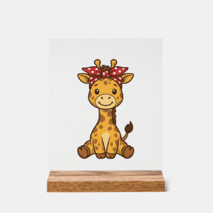Süße Baby-Giraffe mit Schleife Vintage-Vektordesig Acrylschild