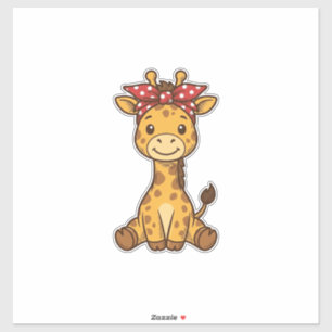 Süße Baby-Giraffe mit Schleife Vintage-Vektordesig Aufkleber