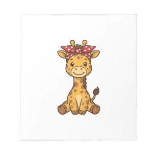 Süße Baby-Giraffe mit Schleife Vintage-Vektordesig Notizblock