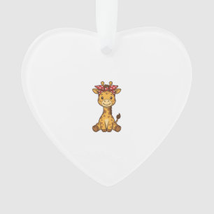 Süße Baby-Giraffe mit Schleife Vintage-Vektordesig Ornament