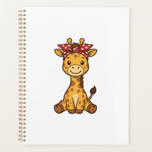 Süße Baby-Giraffe mit Schleife Vintage-Vektordesig Planer