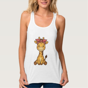 Süße Baby-Giraffe mit Schleife Vintage-Vektordesig Tank Top