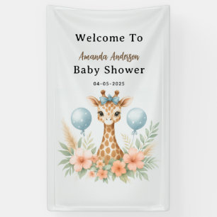 Süße Baby-Giraffen-Jungen-Baby-Party Blaues Safa Banner