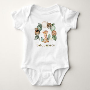 Süße Baby-Giraffen-Safari-Tierprint Baby Strampler