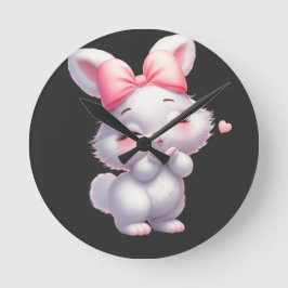 Süße Baby-Hasen-Illustration Runde Wanduhr