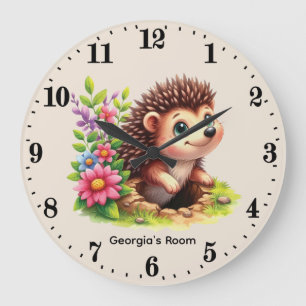 Süße Baby-Igel-Mädchen Namen hinzufügen Große Wanduhr