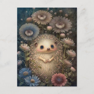 Süße Baby-Igel- und Blumen-Postkarte Postkarte