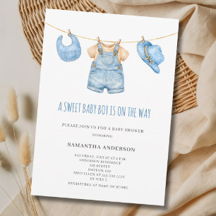 Süße Baby-Jungen-Kleidungslinie Baby-Party  Einladung
