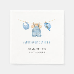 Süße Baby-Jungen-Wäscheleine Baby Shower Serviette