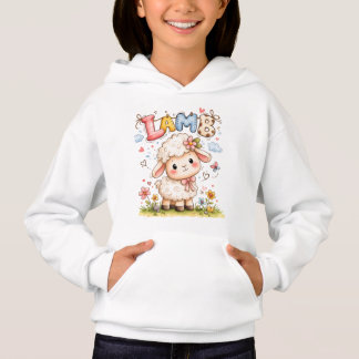 Süße Baby-Lamm-Illustration mit floralen Akzenten Hoodie