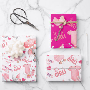 Süße Baby-Mädchen-Baby-Party & Geschenk für neugeb Geschenkpapier Set