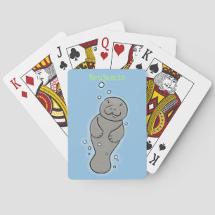 Süße Baby-Manati mit Blasen-Illustration Spielkarten