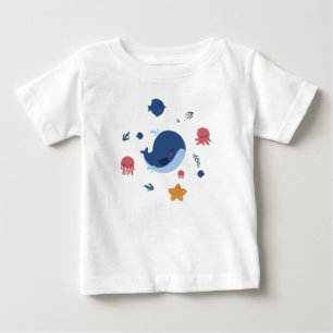 Süße Baby-Meereslebewesen   Wal Quallen Krake  Baby T-shirt