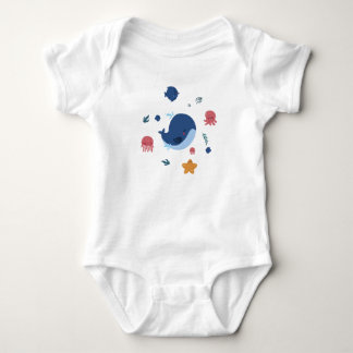 Süße Baby-Meereslebewesen | Wal Quallen Oktopus Baby Strampler