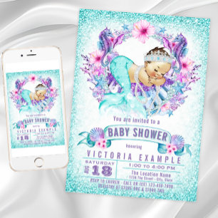 Süße Baby-Meerjungfrau-Baby-Shower-Einladungen Einladung