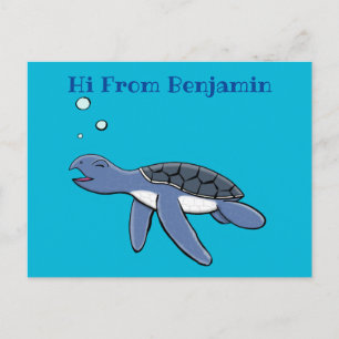 Süße Baby-Meerschildkröte Cartoon-Illustration Postkarte