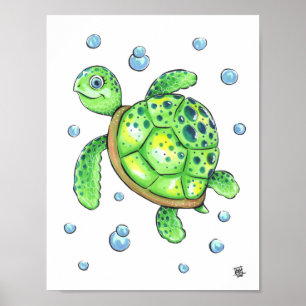 Süße Baby-Meerschildkröte Poster