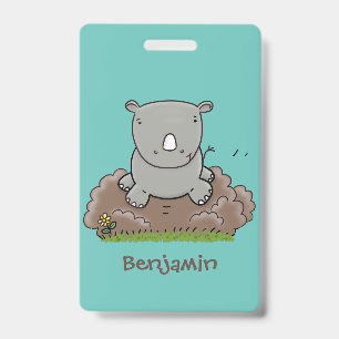 Süße Baby-Nashorn-Cartoon-Illustration Ausweis