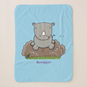 Süße Baby-Nashorn-Cartoon-Illustration Sherpadecke