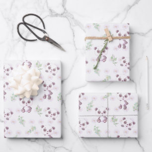 Süße Baby-Panda-Blumen-Ballons-Baby-Dusche Geschenkpapier Set