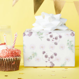 Süße Baby-Panda-Blumen-Ballons-Baby-Party Geschenkpapier