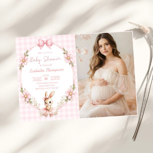 Süße Baby-Party-Foto mit Häschen Einladung